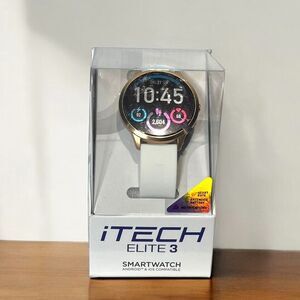 iTech Elite 3 Smart Watch Fitness Tracker Unisex White Bluetooth Silicone Strap